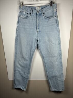 AGOLDE 26 90s Jean 100% Organic Cotton Button Fly Light Wash Distressed Denim